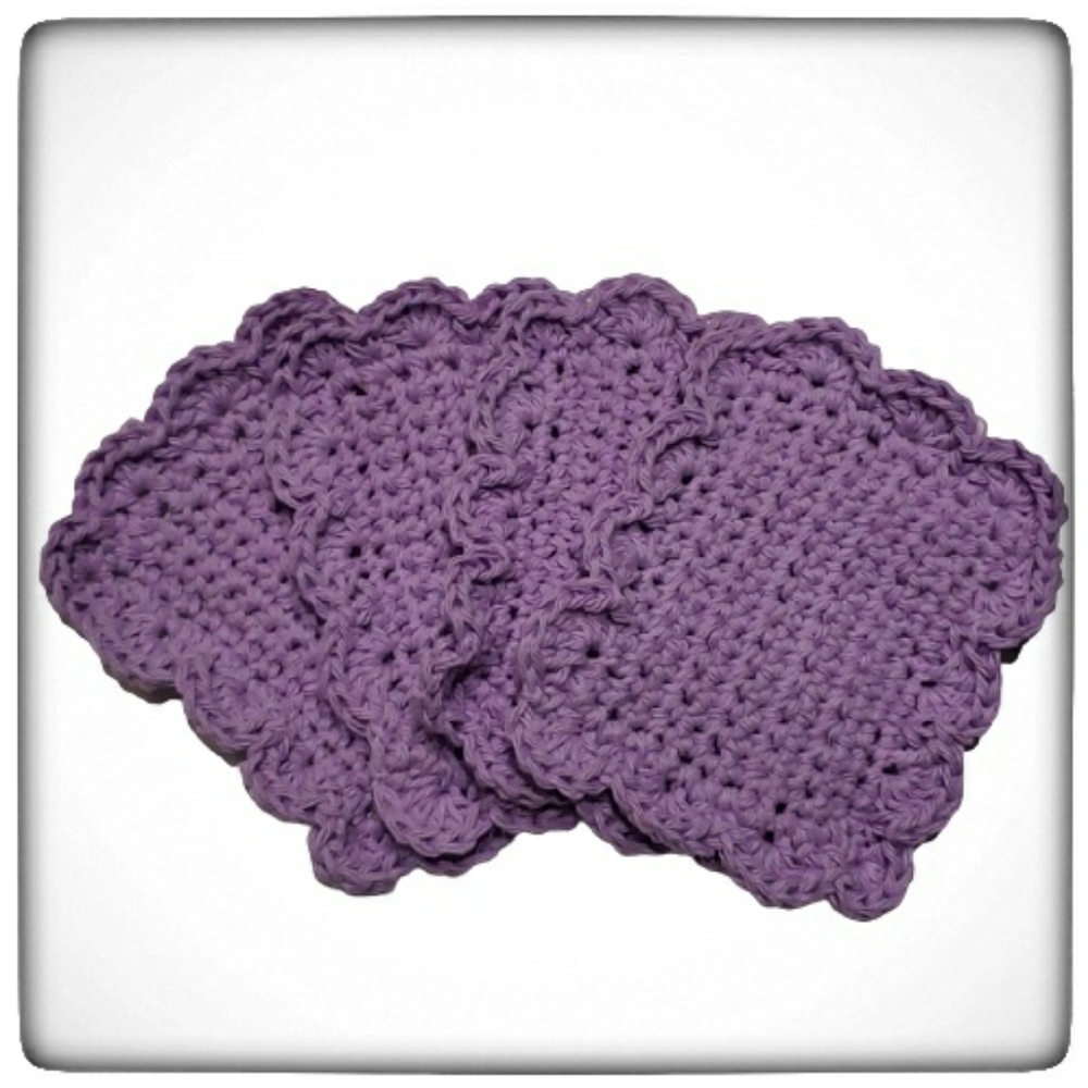 Cotton Reusable Fancy Kitchen Dish Sponges-Set of 4-Light Purple